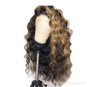 13x6 Pre Plucked Straight Brown And Blonde Highlight Human Hair Wig Blonde Highlighted Wigs Blonde Highlight Wig Lace Front